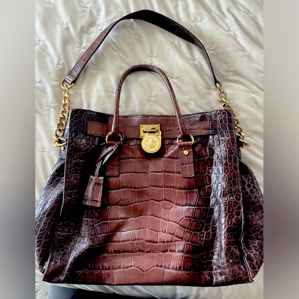 Alligator skin brown Michael Kors purse